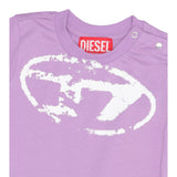 Diesel T-Shirt Girocollo tinta unita con Stampa Lilla per Neonata K00635X LILLA DIESEL 