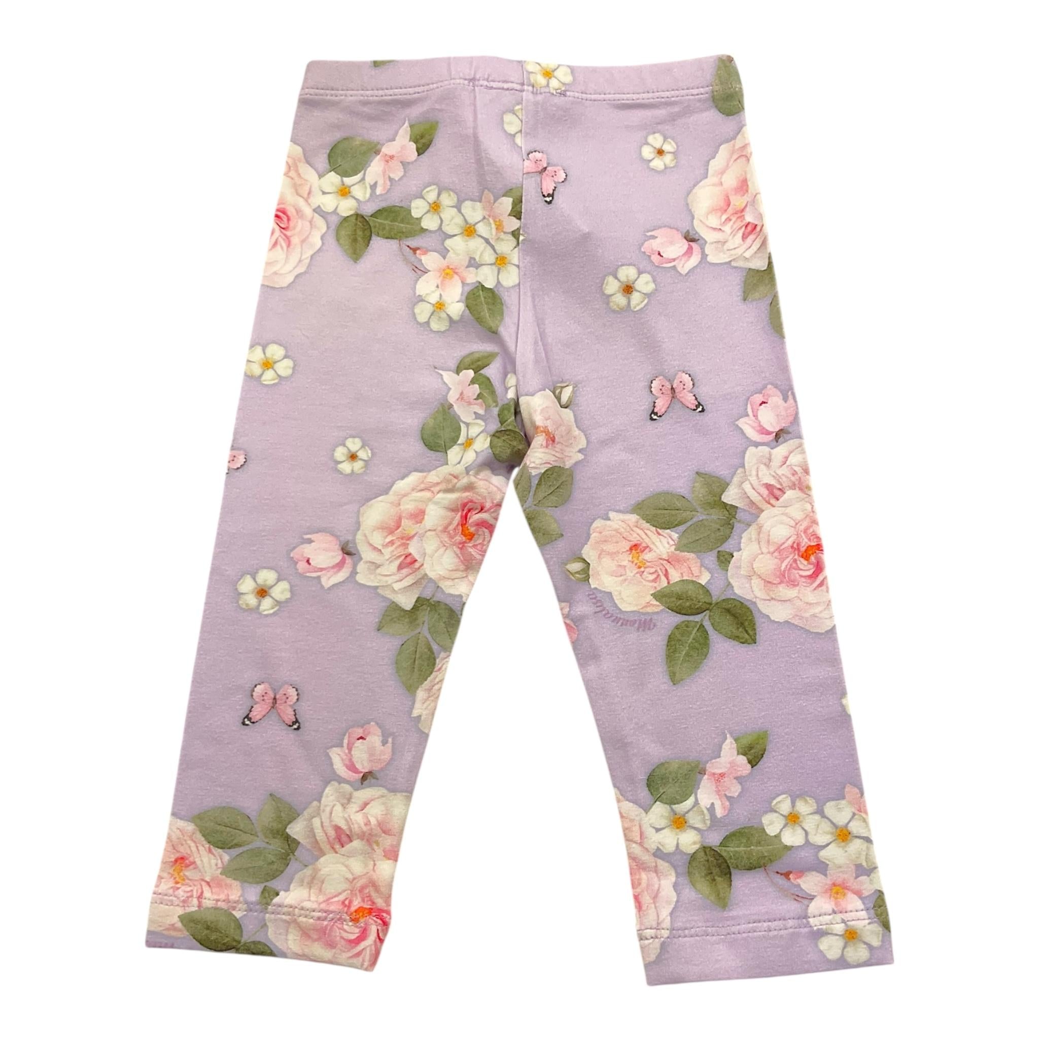 Monnalisa Leggins Tinta Unita con Fantasia per Neonata 11C422 GLICINE MONNALISA 