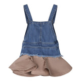 Fun & Fun Abito In Denim Giromanica Con Gonna In Contrasto Blu Per Bambina