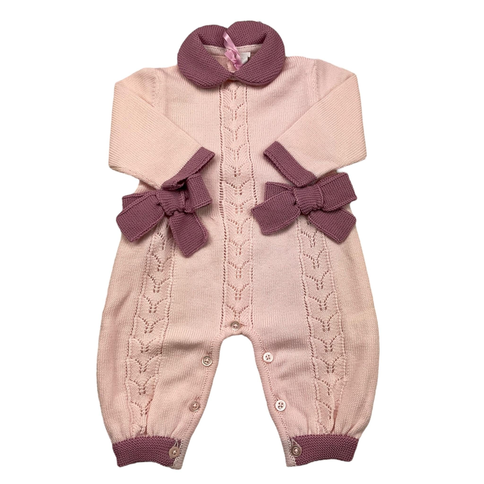 COLORI CHIARI tutina manica lunga tinta unita con fiocchi in contrasto Rosa per Neonata FF167887 ROSA COLORI CHIARI 