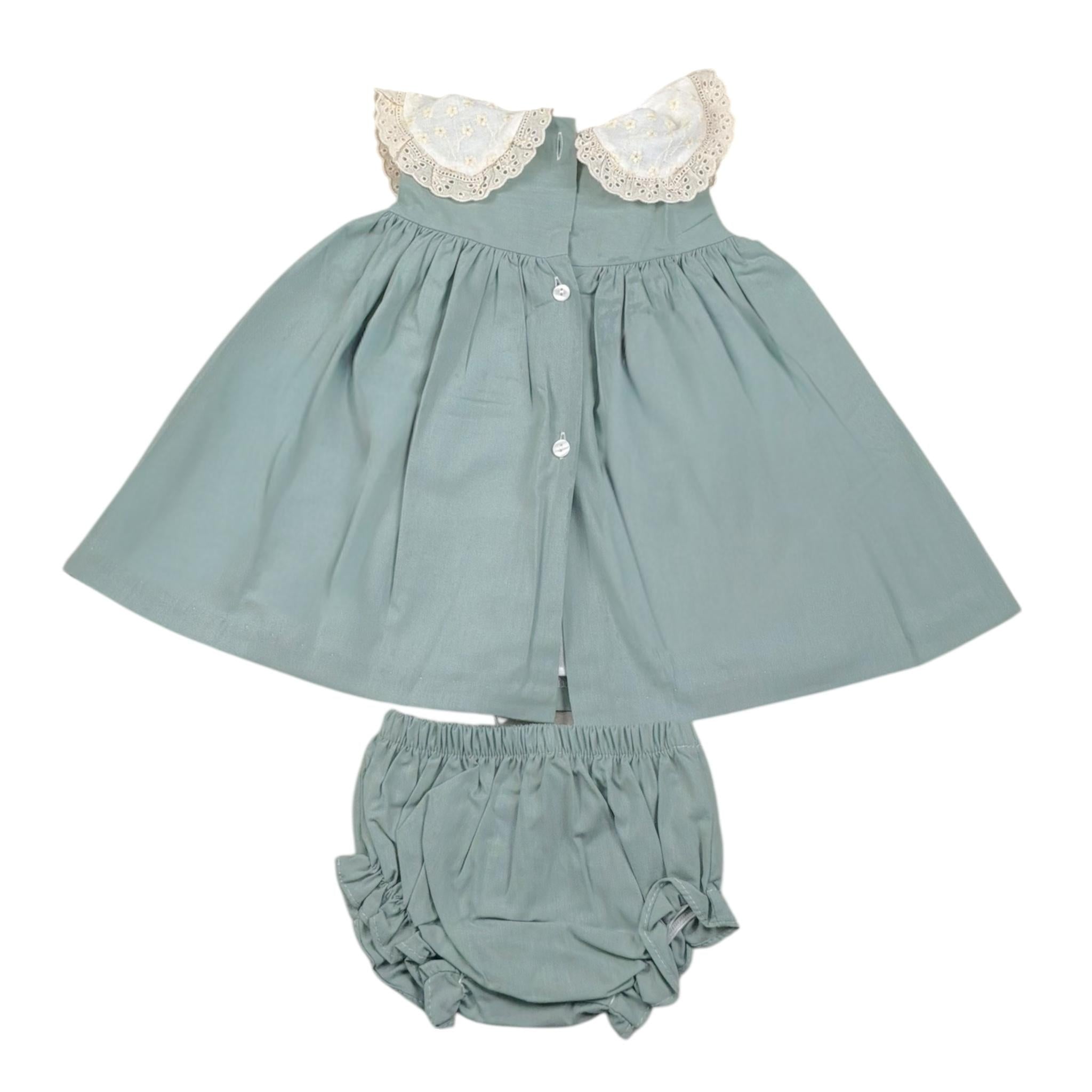 Valentina Bebes Set Abito-Coulotte Tinta Unita per Bambina LOVE13 VERDE VALENTINA BEBES 