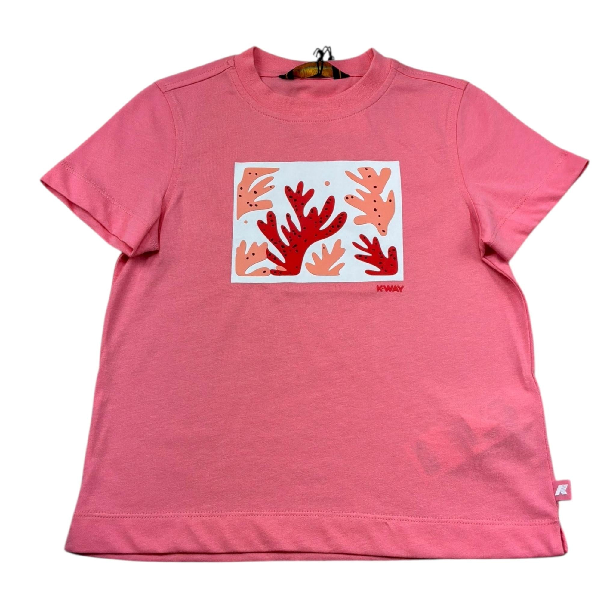 K-Way T-Shirt Girocollo Tinta Unita con Stampa per Bambina K2151RW ROSA K-WAY 
