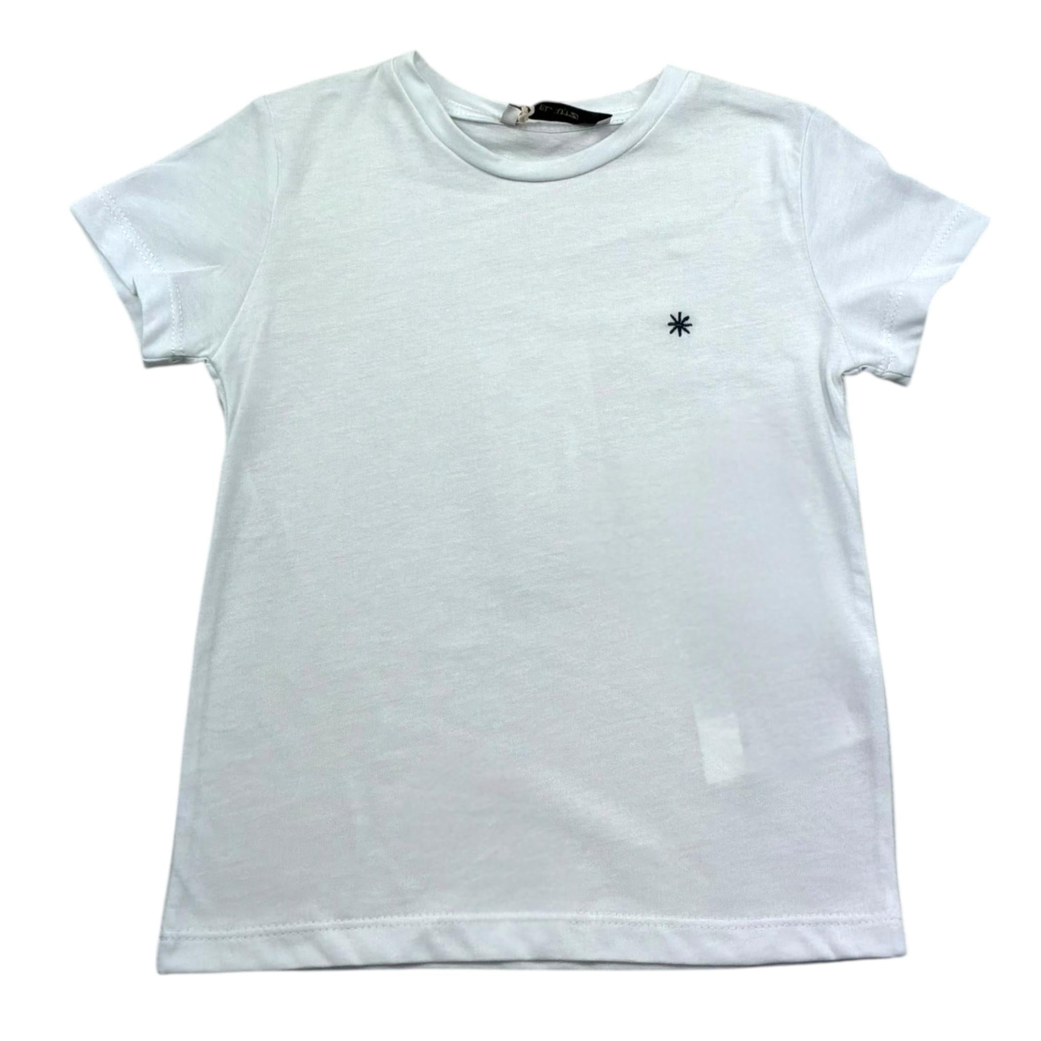 Manuel Ritz T-Shirt Girocollo Tinta Unita con Logo per Bambino MR3120 BIANCO MANUEL RITZ 