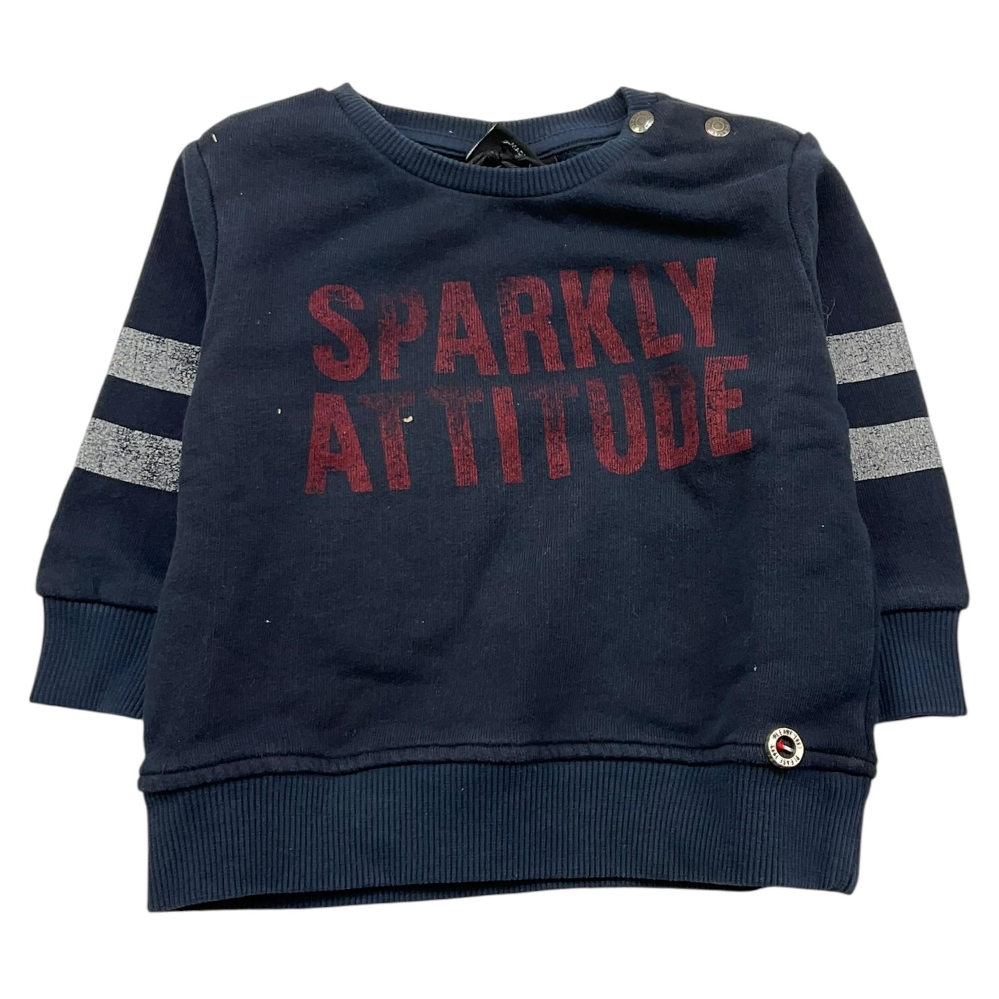 PLEASE felpa chiusa girocollo tinta unita con stampa in contrasto Blu per Neonato LBC7040B24 BLU PLEASE 