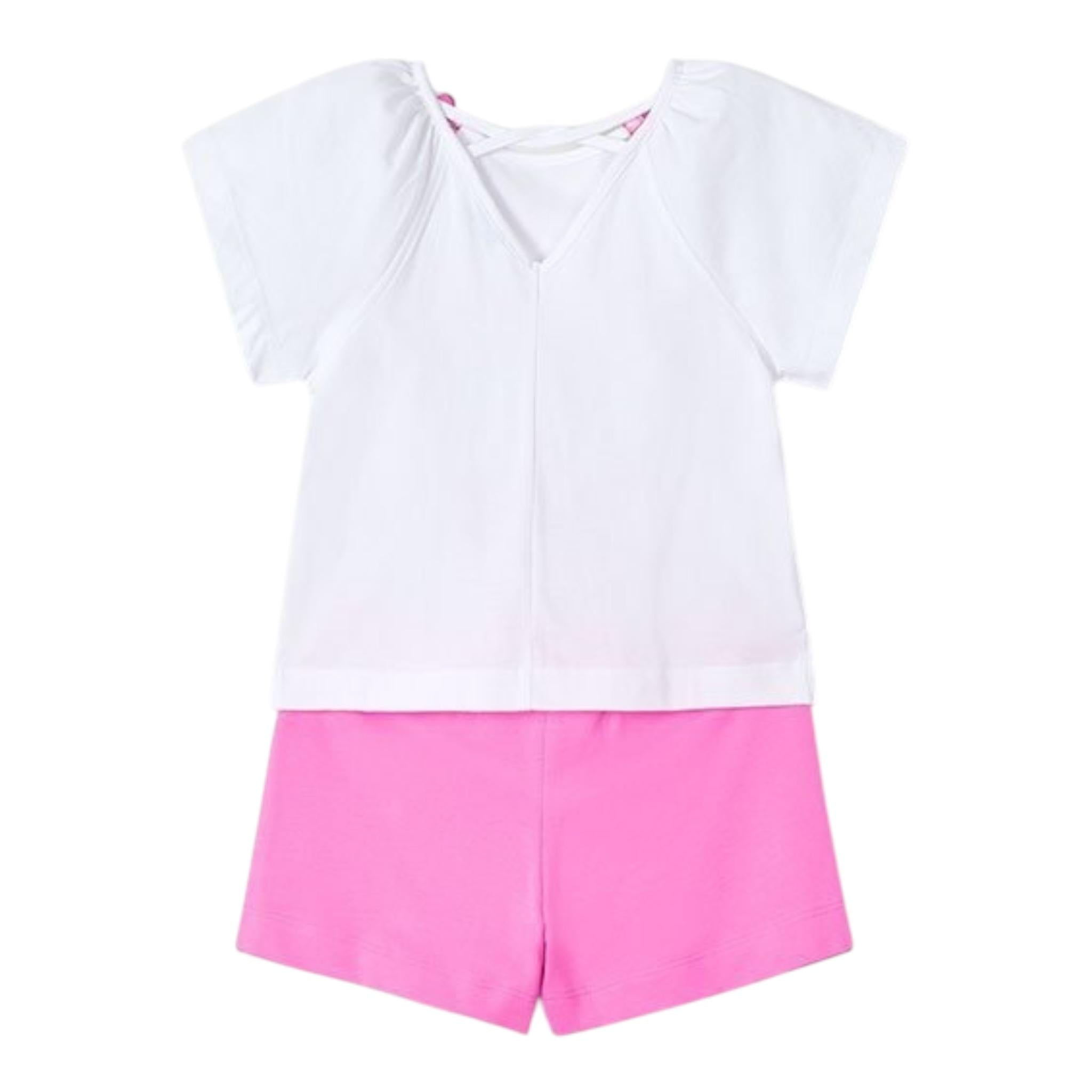 Mayoral Completo 2 Pezzi T-Shirt-Short Bicolore per Bambina 321360 BIANCO/ROSA MAYORAL 