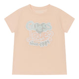 Guess T-Shirt Girocollo Tinta Unita con Stampa per Bambina K5RI06K6YW4J ROSA GUESS 