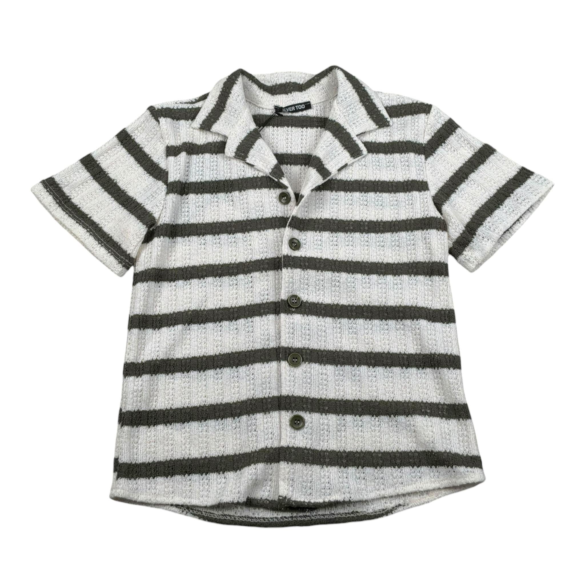 Never Too Camicia tinta unita con Fantasia A Righe Panna per Bambino NT2430N PANNA NEVER TOO 