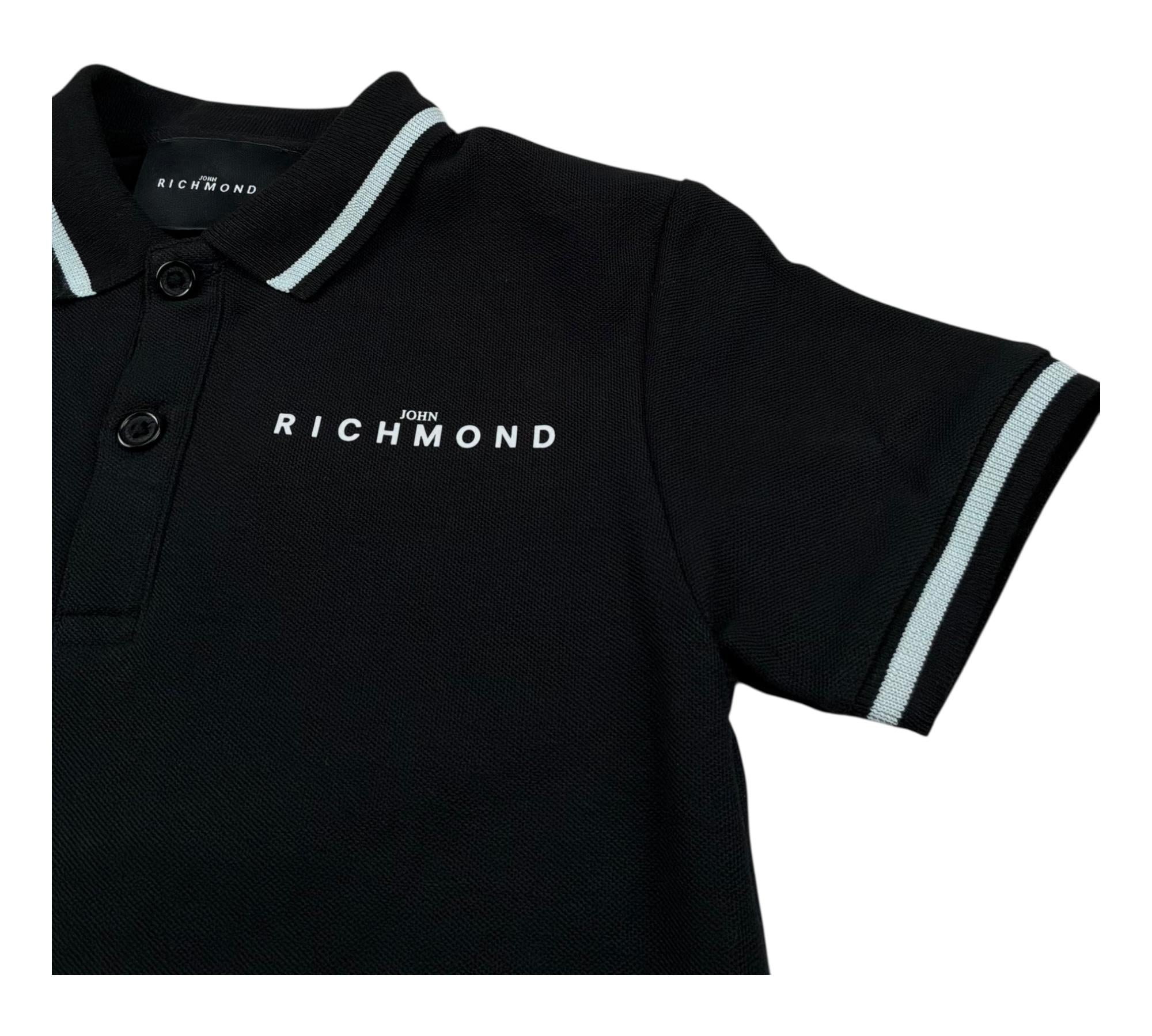 John Richmond Polo Mezza Manica Tinta Unita con Logo per Bambino RBP26022PO NERO JOHN RICHMOND 