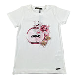 J'Aime' T-Shirt Girocollo tinta unita con Stampa Bianco per Bambina 5034G BIANCO J'AIME' 