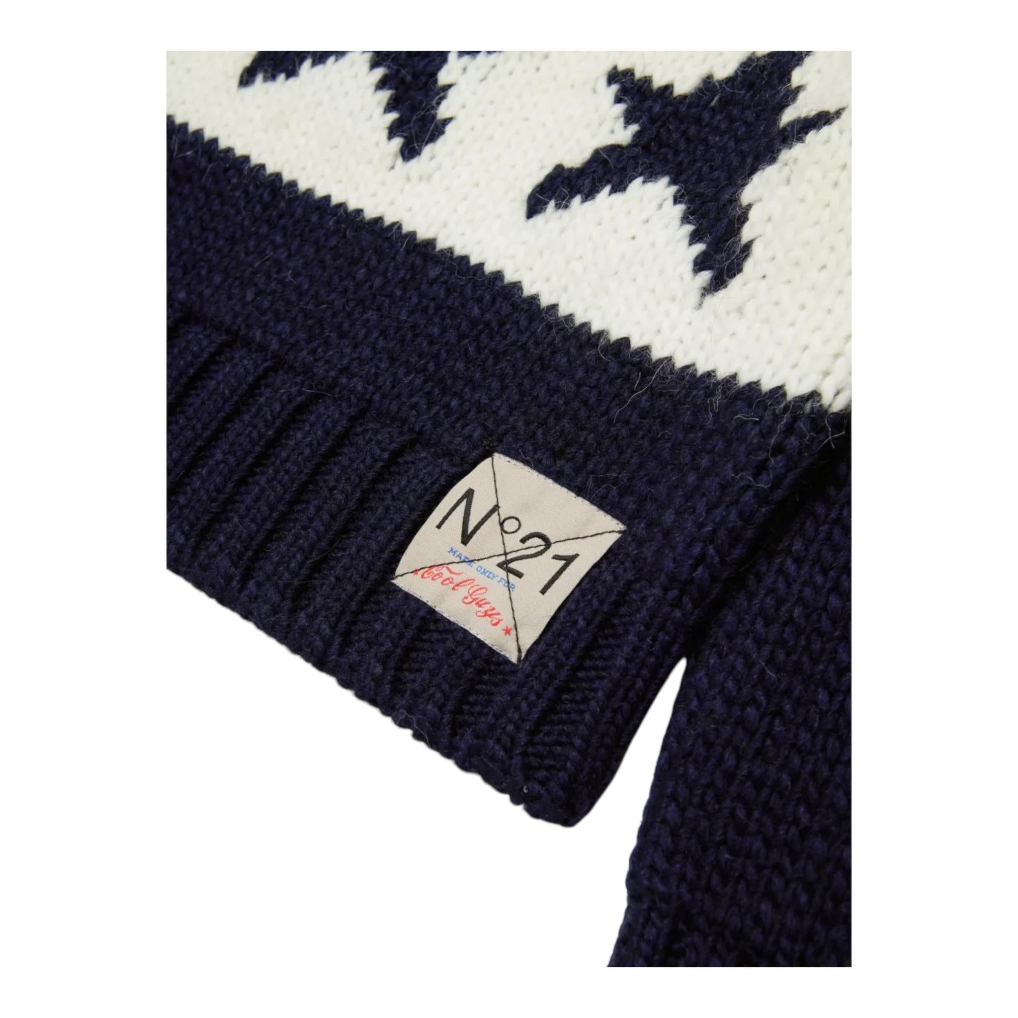 N°21 maglia tinta unita con stampa Blu per Bambino N21955 BLU N°21 