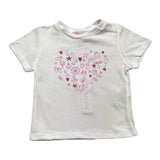 Please T-Shirt Girocollo Tinta Unita Con Stampa In Contrasto Bianco Per Neonata