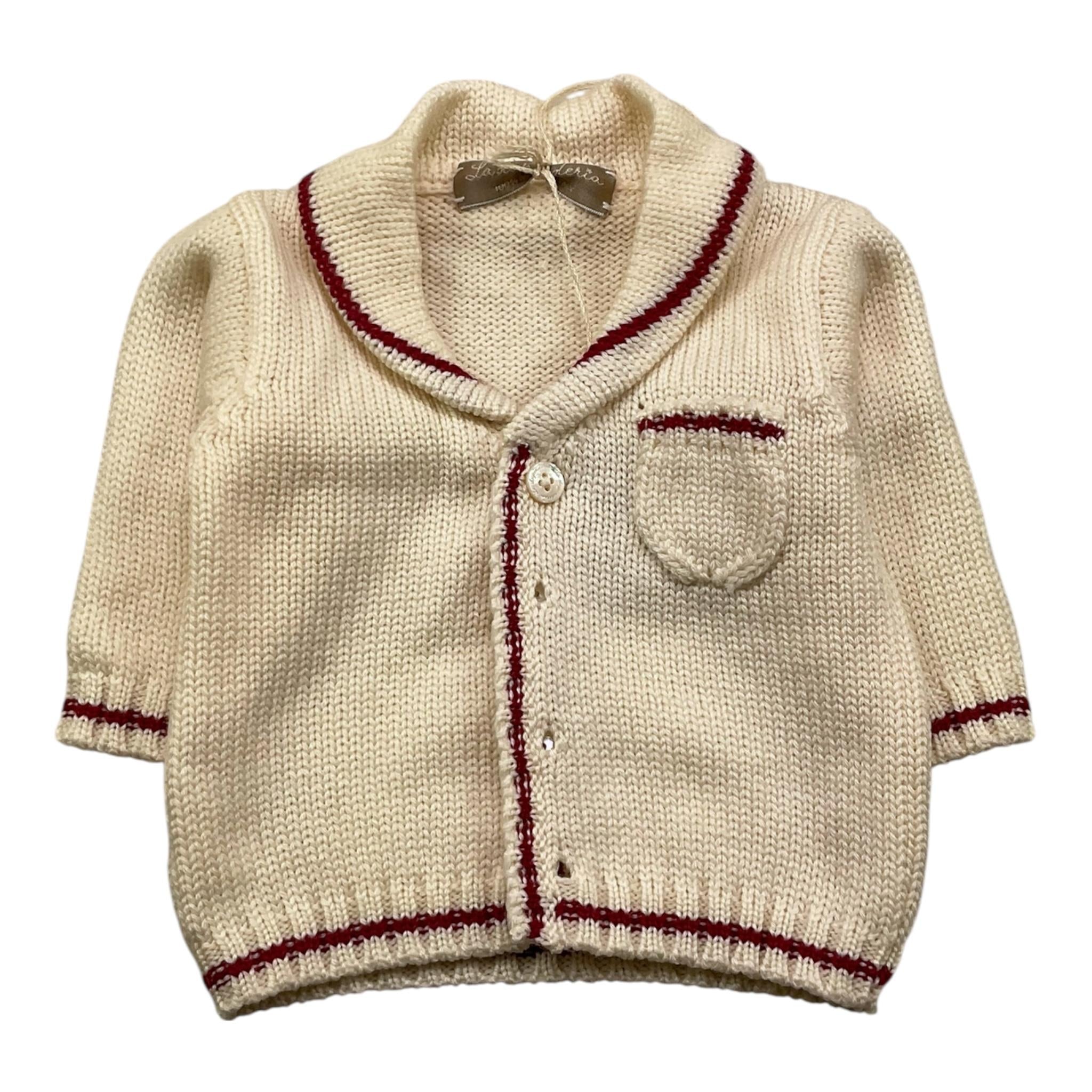 LA STUPENDERIA cardigan modello giacca tinta unita Panna/rosso per Neonato WCGH21 PANNA/ROSSO LA STUPENDERIA 