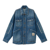 N°21 Giubbino Tinta Unita In Denim Con Bottoni Blu Per Bambino