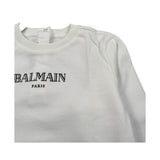 Balmain Felpa Chiusa Girocollo tinta unita con Logo Bianco per Neonato V4560NX BIANCO BALMAIN 