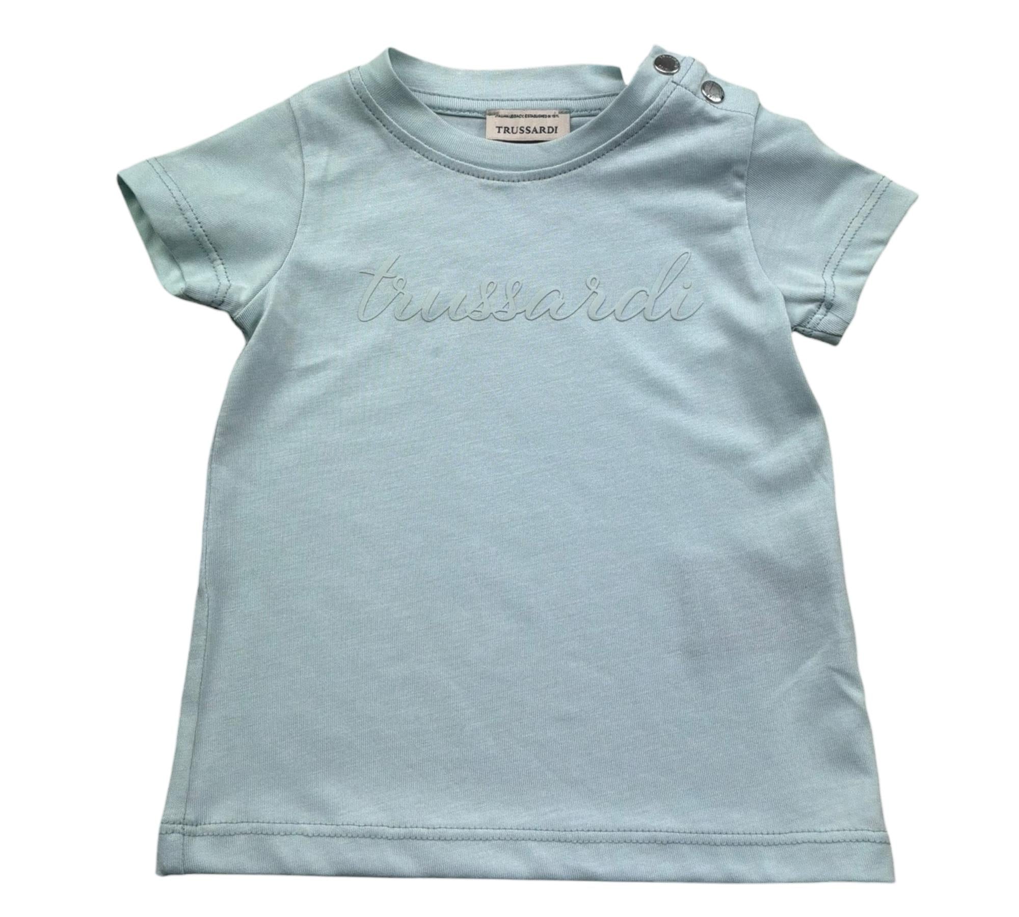 Trussardi T-Shirt Girocollo Tinta Unita con Logo per Neonato TIP26010TS VERDE ACQUA TRUSSARDI 
