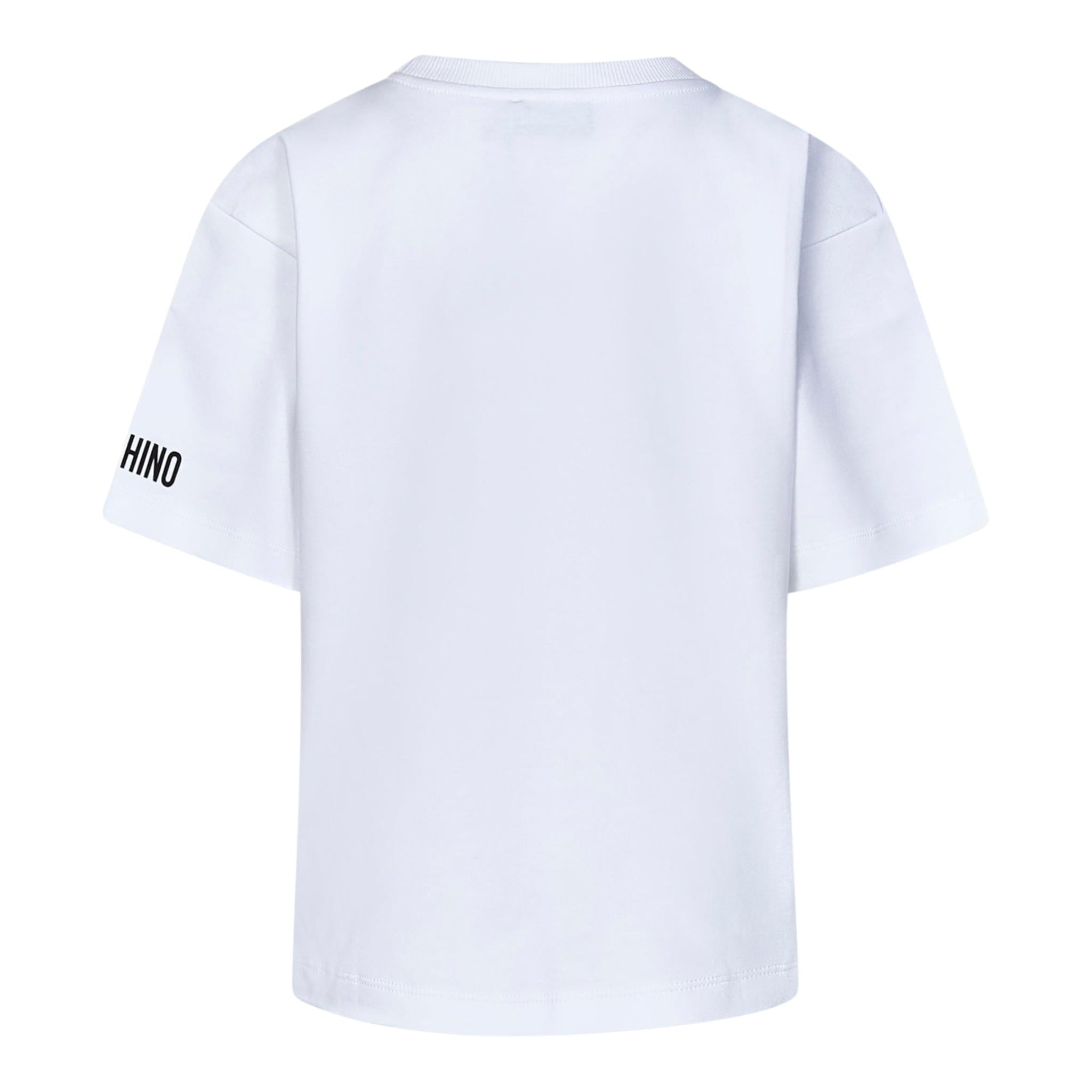 MOSCHINO t-shirt girocollo tinta unita con stampa Bianco per Bambina HDM06H BIANCO MOSCHINO 