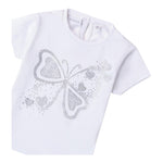 Minibanda T-Shirt Girocollo Tinta Unita con Brillantini per Neonata 0B313 BIANCO MINIBANDA 