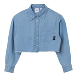 Aspesi Camicia Modello Crop In Denim Tinta Unita Azzurro Per Bambina