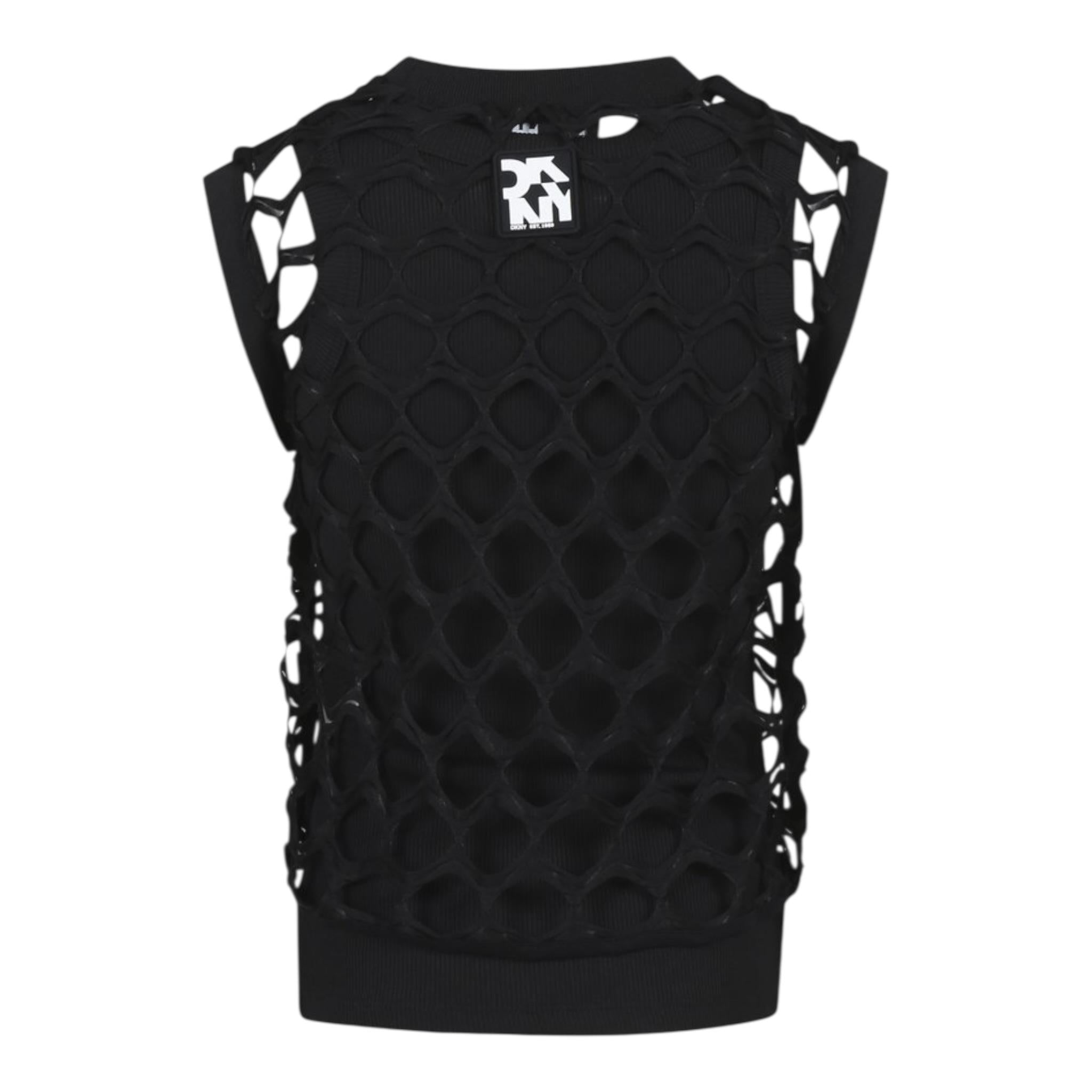 Dkny Canotta Tinta Unita Cont Trafori per Bambina D62317 NERO DKNY 