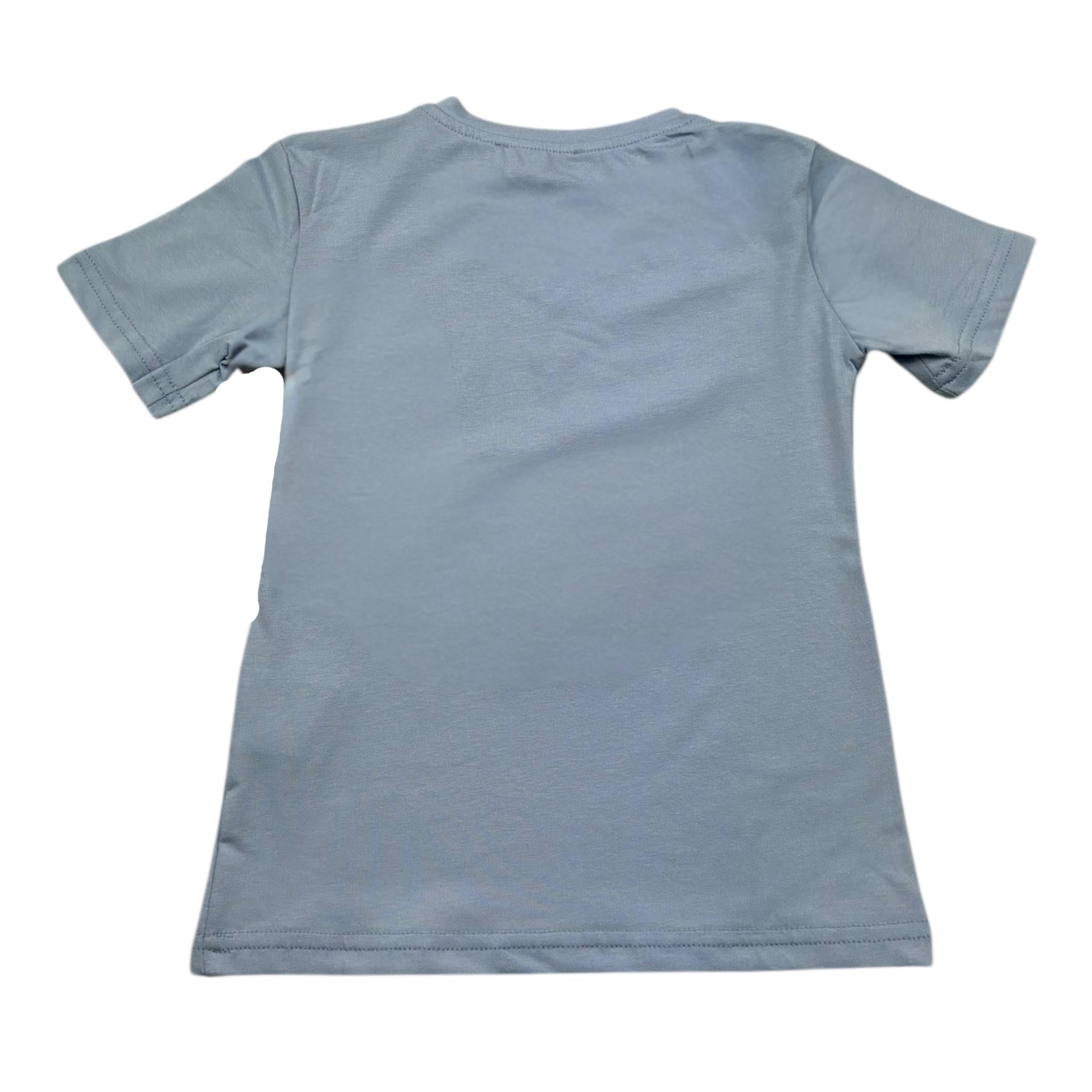 Zu+Elements T-Shirt Girocollo Tinta Unita con Logo per Bambino ZU218 AZZURRO ZU+ELEMENTS 