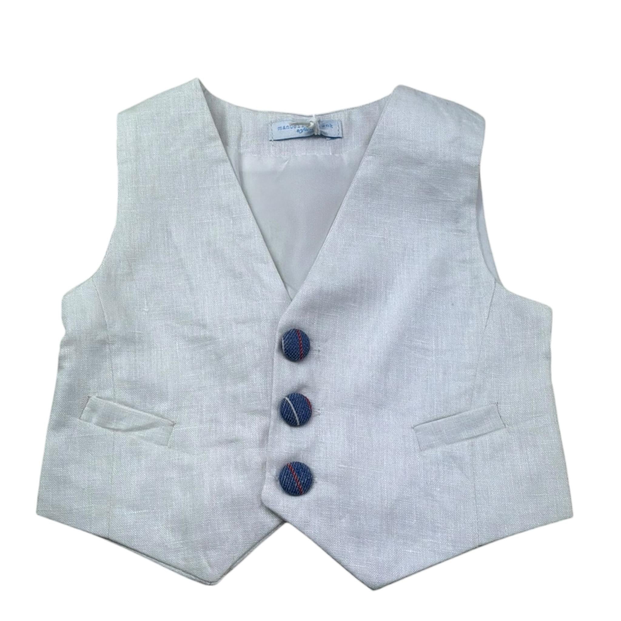 Manuel & Frank Gilet Tinta Unita con Bottoni In Contrasto per Neonato MF5120I BIANCO MANUEL & FRANK 
