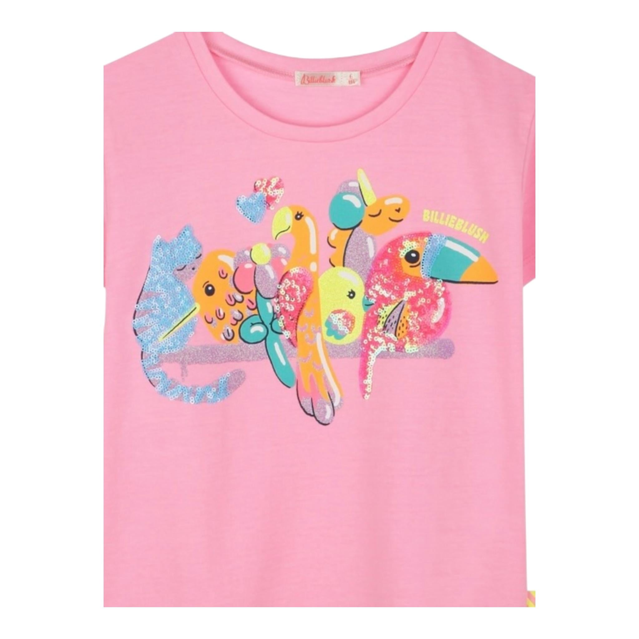 Billieblush T-Shirt Tinta Unita con Brillantini per Bambina U21058J ROSA BillIEBLUSH 