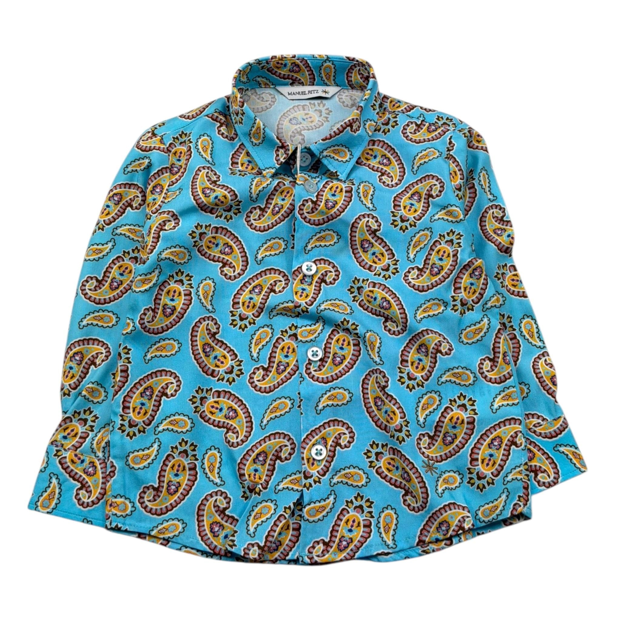 Manuel Ritz Camicia Manica Lunga Tinta Unita con Stampe per Neonato MR3099 AZZURRO MANUEL RITZ 