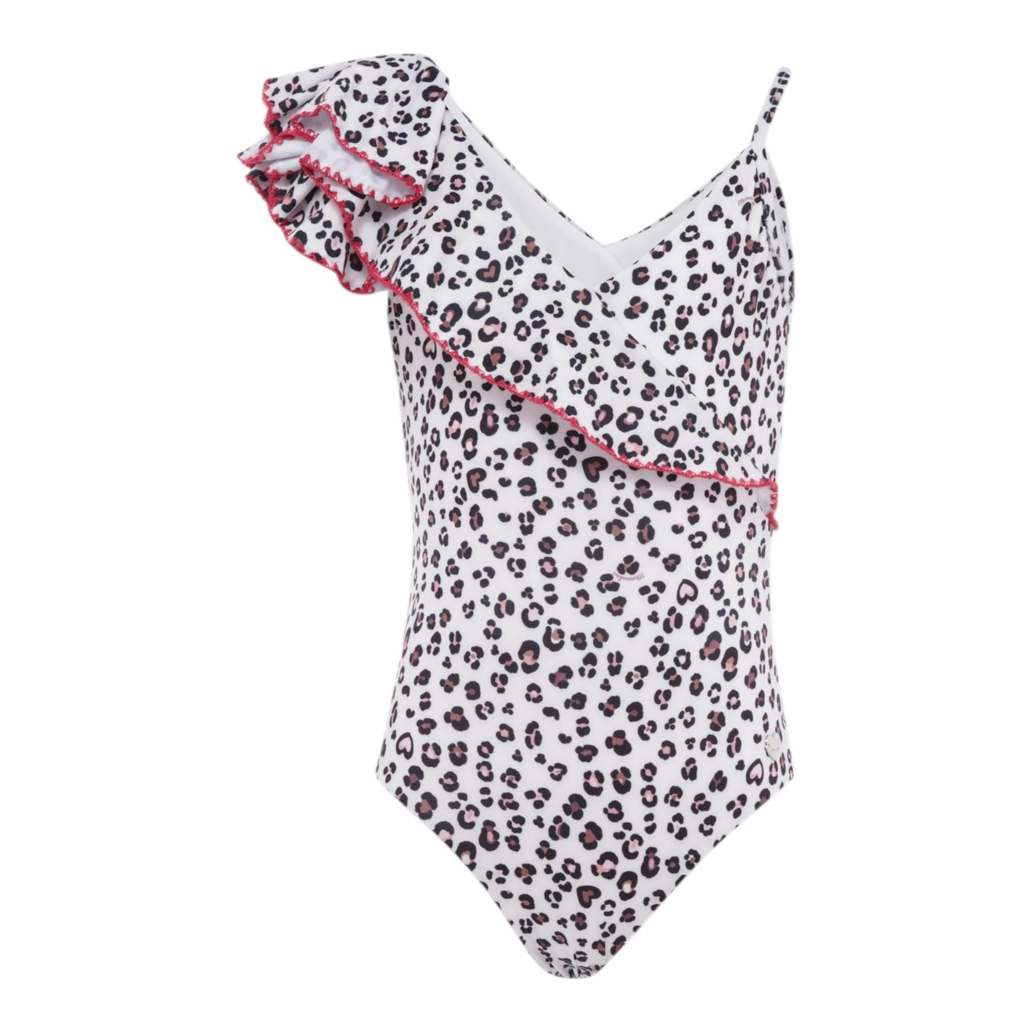 Monnalisa Costume Intero Tinta Unita con Fantasia Maculata per Neonata 19E084 BIANCO MONNALISA 