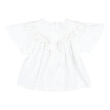 Chloe' Camicia Mezza Manica Tinta Unita In Pizzo Sangallo Bianco Per Bambina