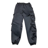 Disclaimer Einfarbige Cargohose mit elastischem Bund in Schwarz für Mädchen