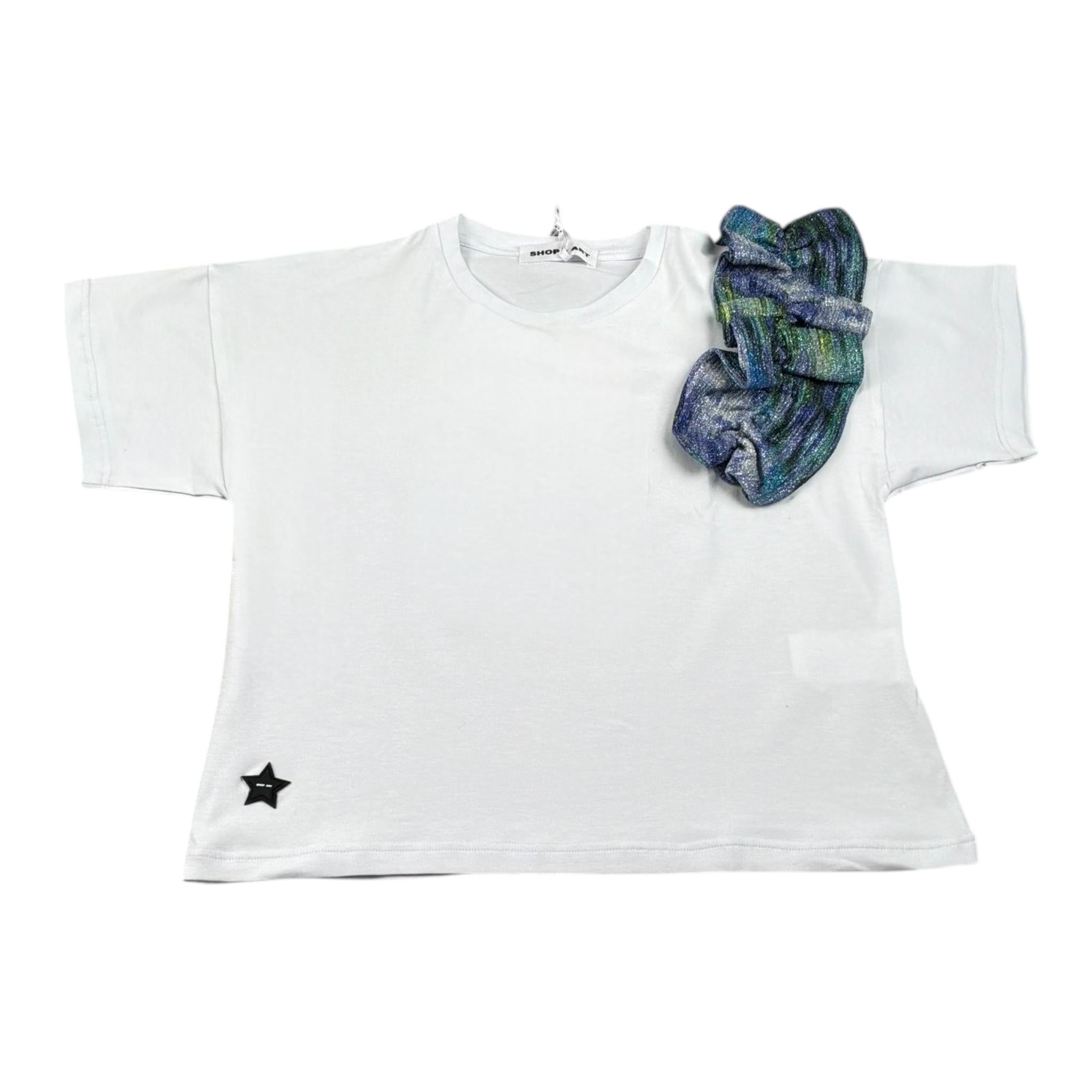 Shopart T-Shirt Girocollo Tinta Unita con Applicazione per Bambina SAJKS00443 BIANCO SHOPART 