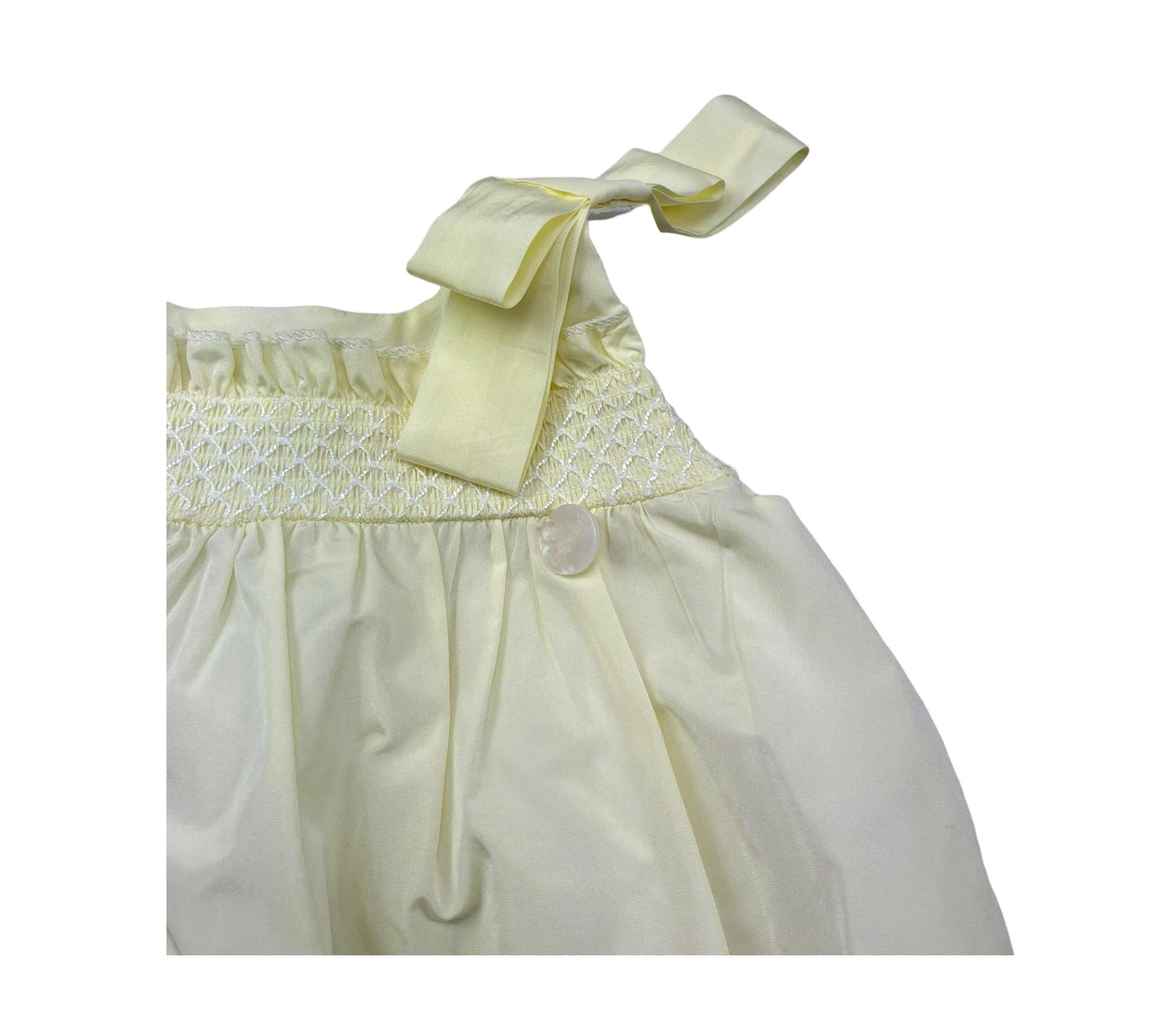 Le Bebe Abito Giromanica Tinta Unita con Ricami per Neonata LBG6369 GIALLO LE BEBE 