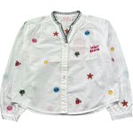 Saint Barth Camicia Manica Lunga Tinta Unita con Ricami per Bambina LIO0002 BIANCO SAINT BARTH 