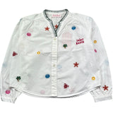 Saint Barth Camicia Manica Lunga Tinta Unita con Ricami per Bambina LIO0002 BIANCO SAINT BARTH 