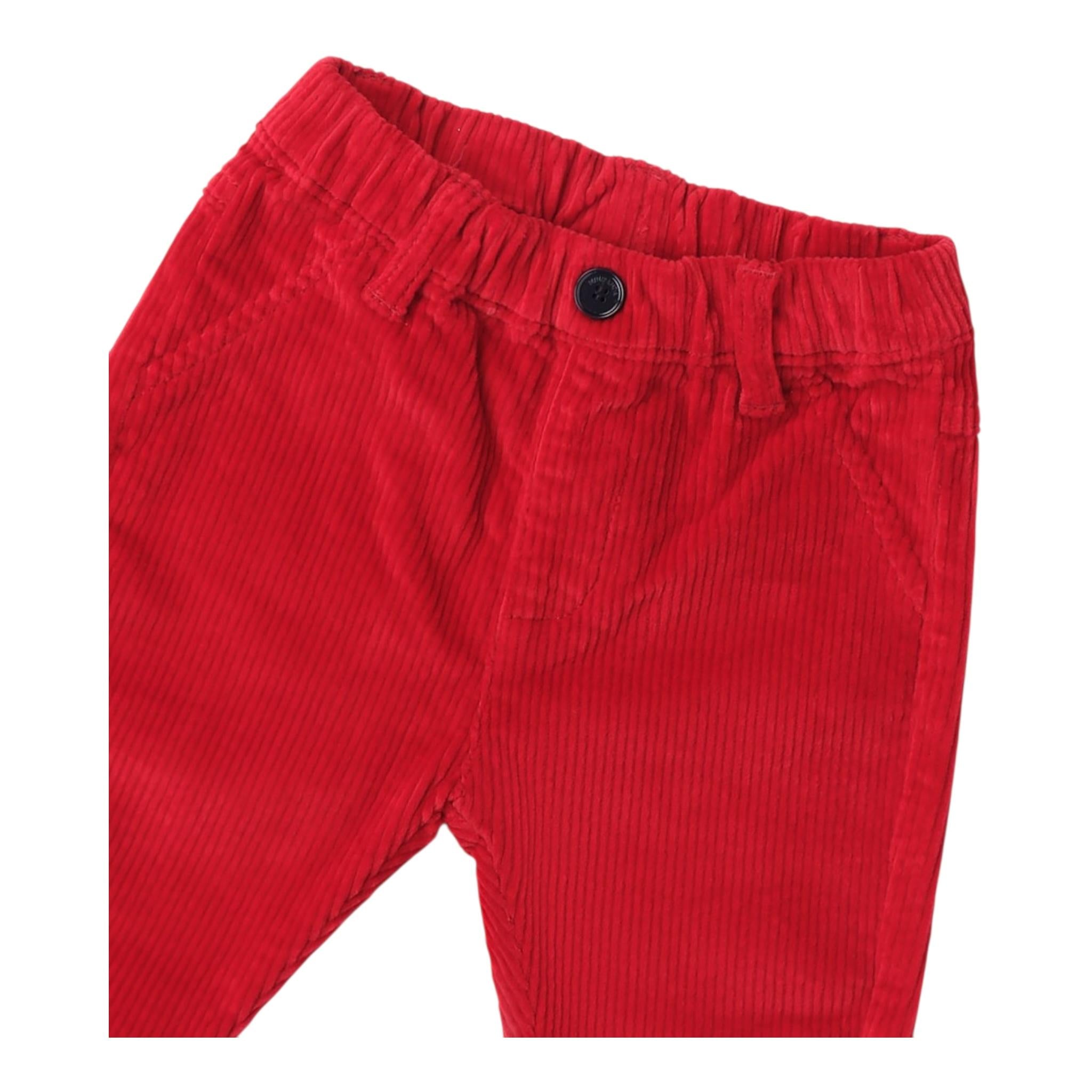 MINI BANDA pantalone tinta unita in velluto Rosso per Neonato 3A628 ROSSO MINI BANDA 