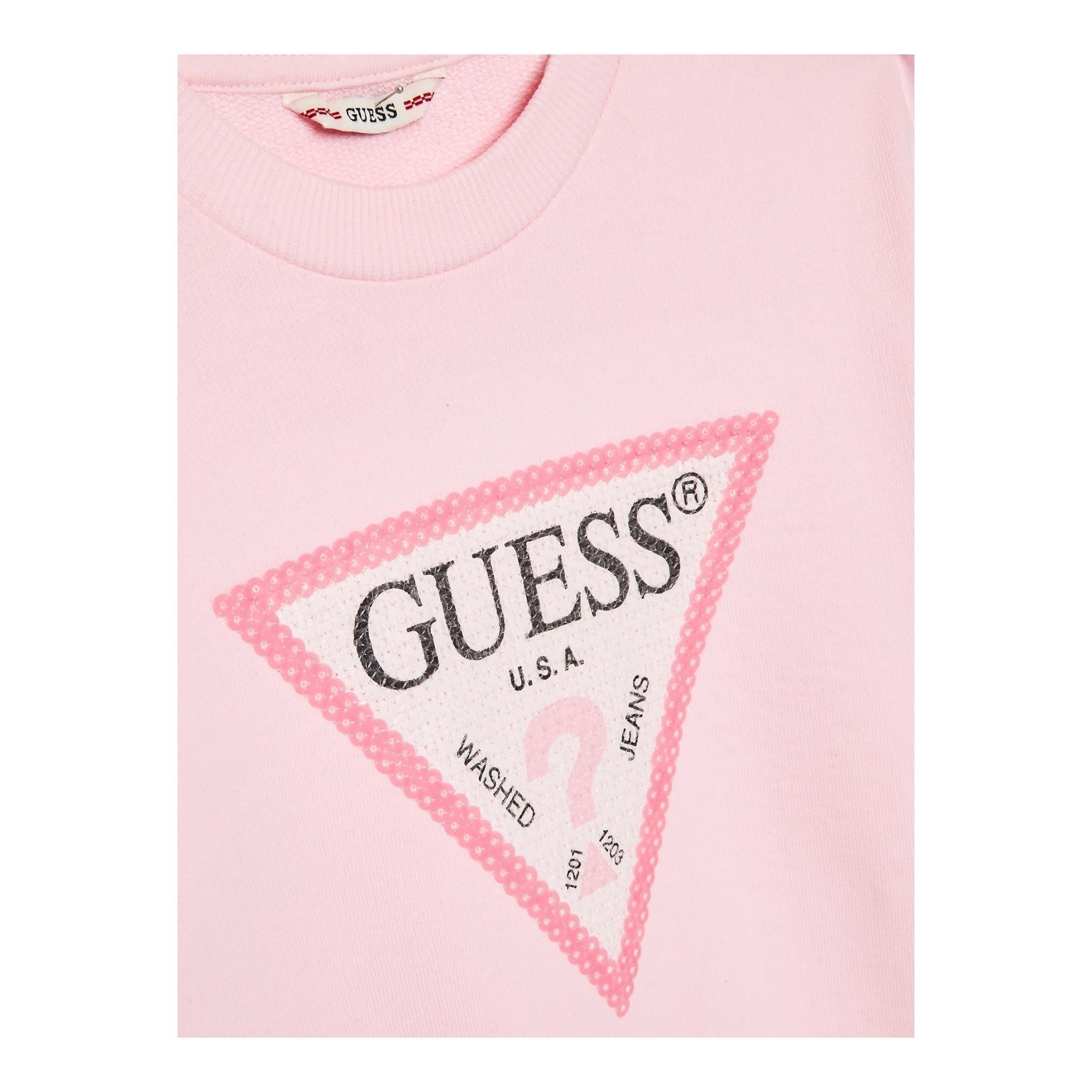 GUESS abito girocollo tinta unita con logo Rosa per Neonata K3YK25KA6R3N ROSA GUESS 