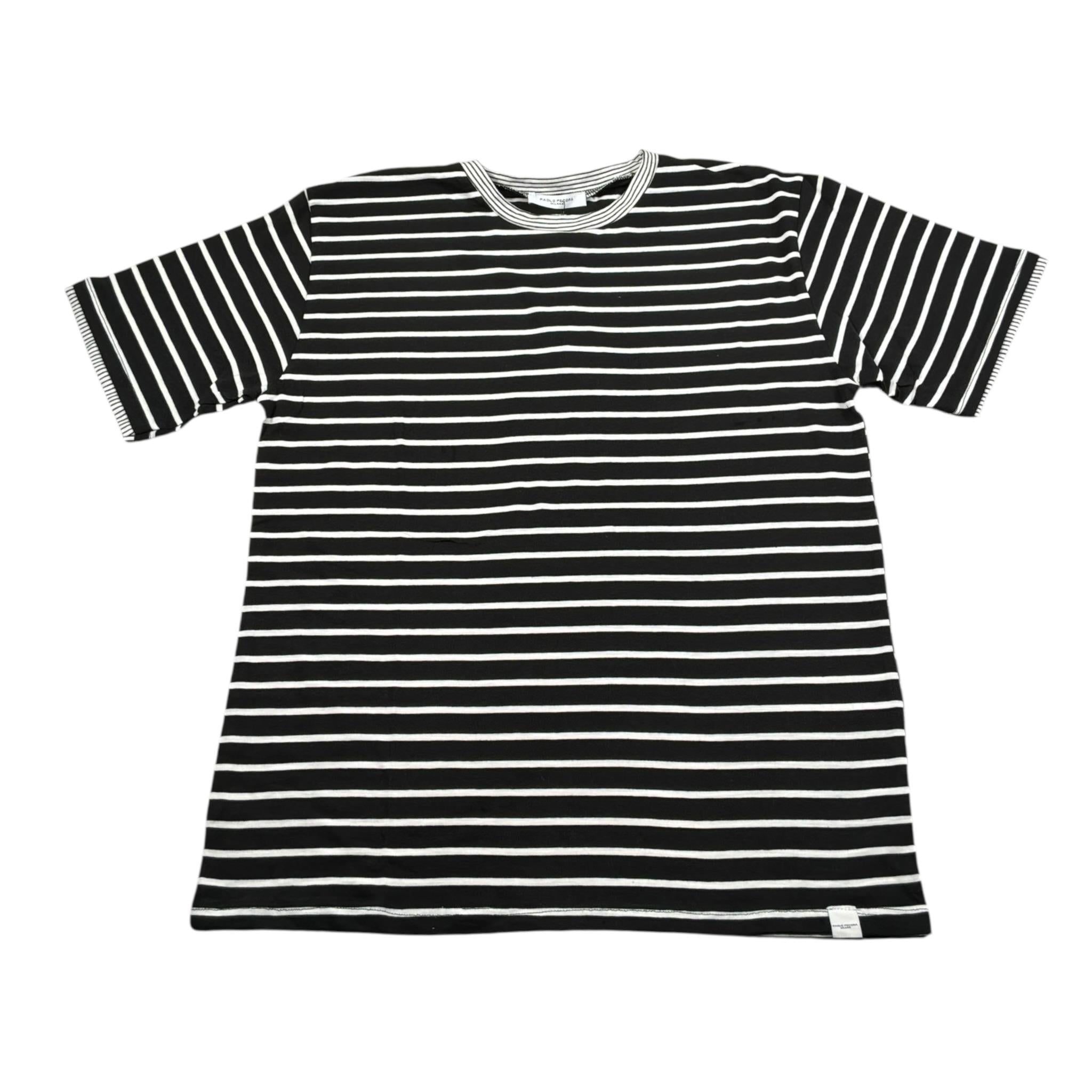 Paolo Pecora T-Shirt Girocollo tinta unita con Stampa A Righe Nero per Bambino P2668 NERO PAOLO PECORA 