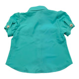 Odi Et Amo Camicia Mezza Manica Tinta Unita Verde Acqua per Bambina