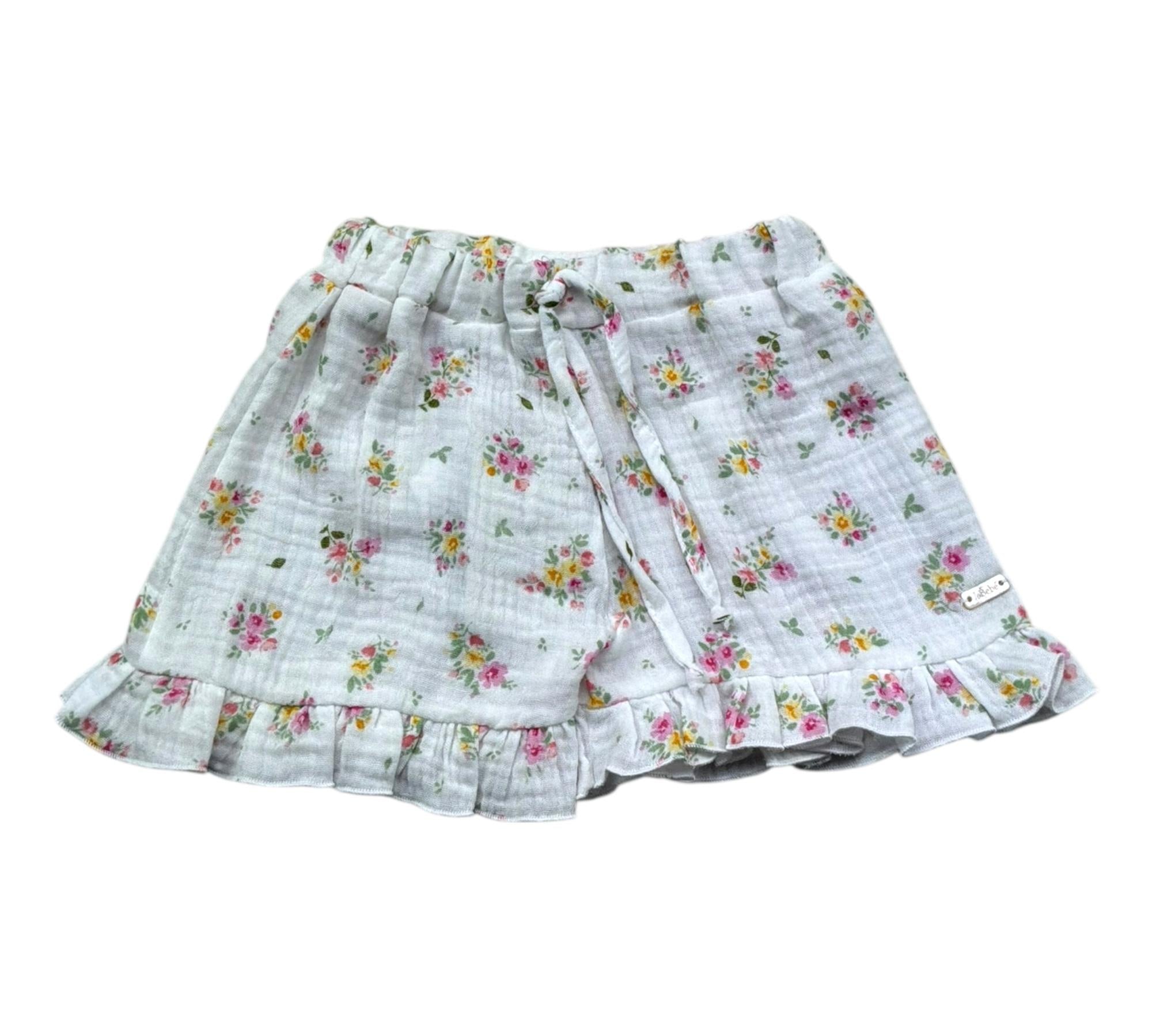 Le Bebe Short Tinta Unita Fantasia Floreale per Neonata LBG6253 BIANCO LE BEBE 