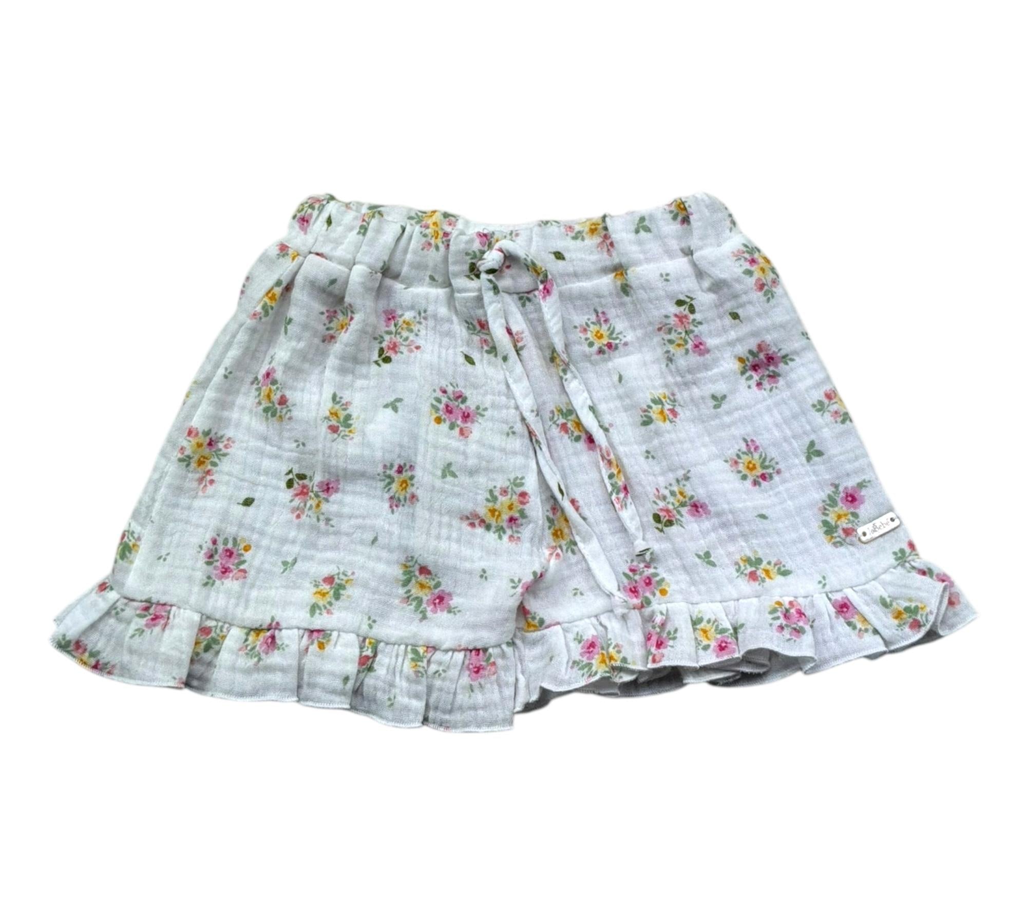 Le Bebe Short Tinta Unita Fantasia Floreale per Neonata LBG6253 BIANCO LE BEBE 