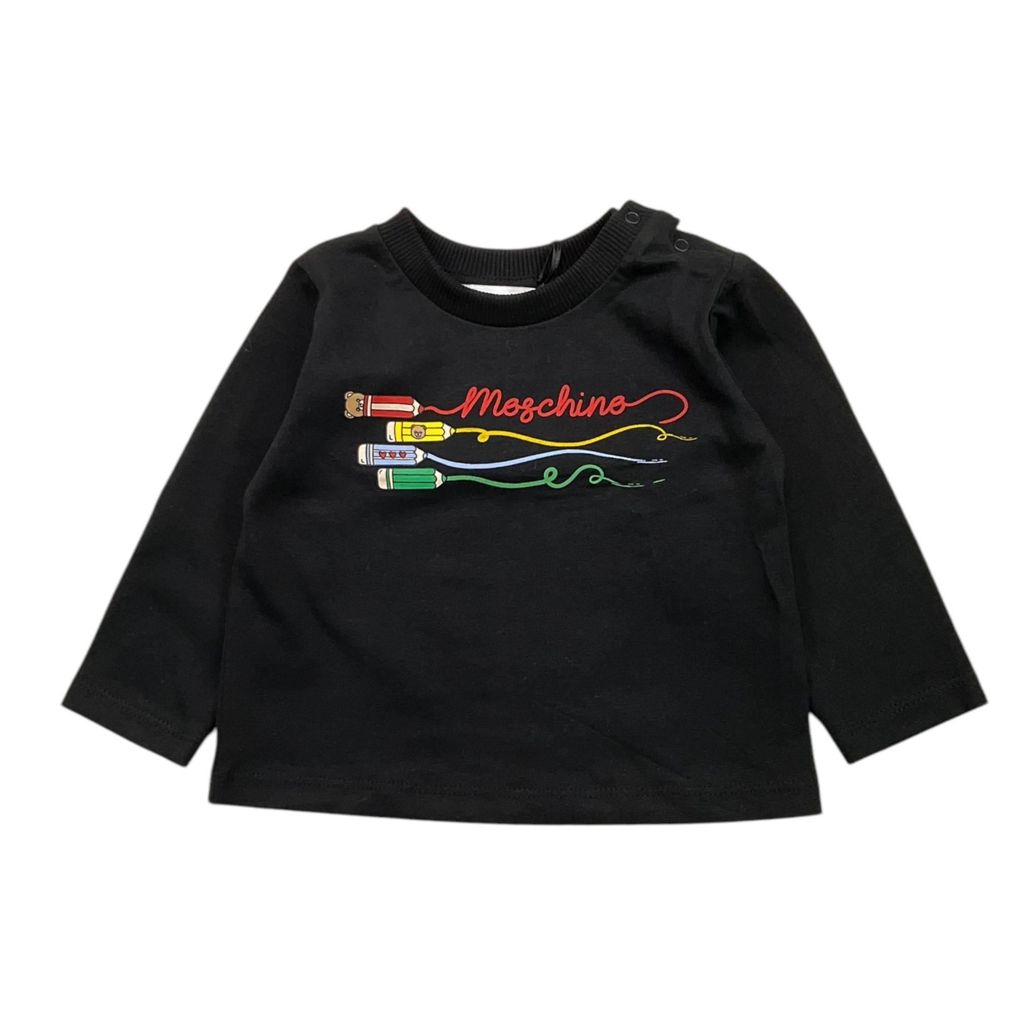 MOSCHINO shirt tinta unita girocollo con stampa Nero per Neonato M6O00R NERO MOSCHINO 