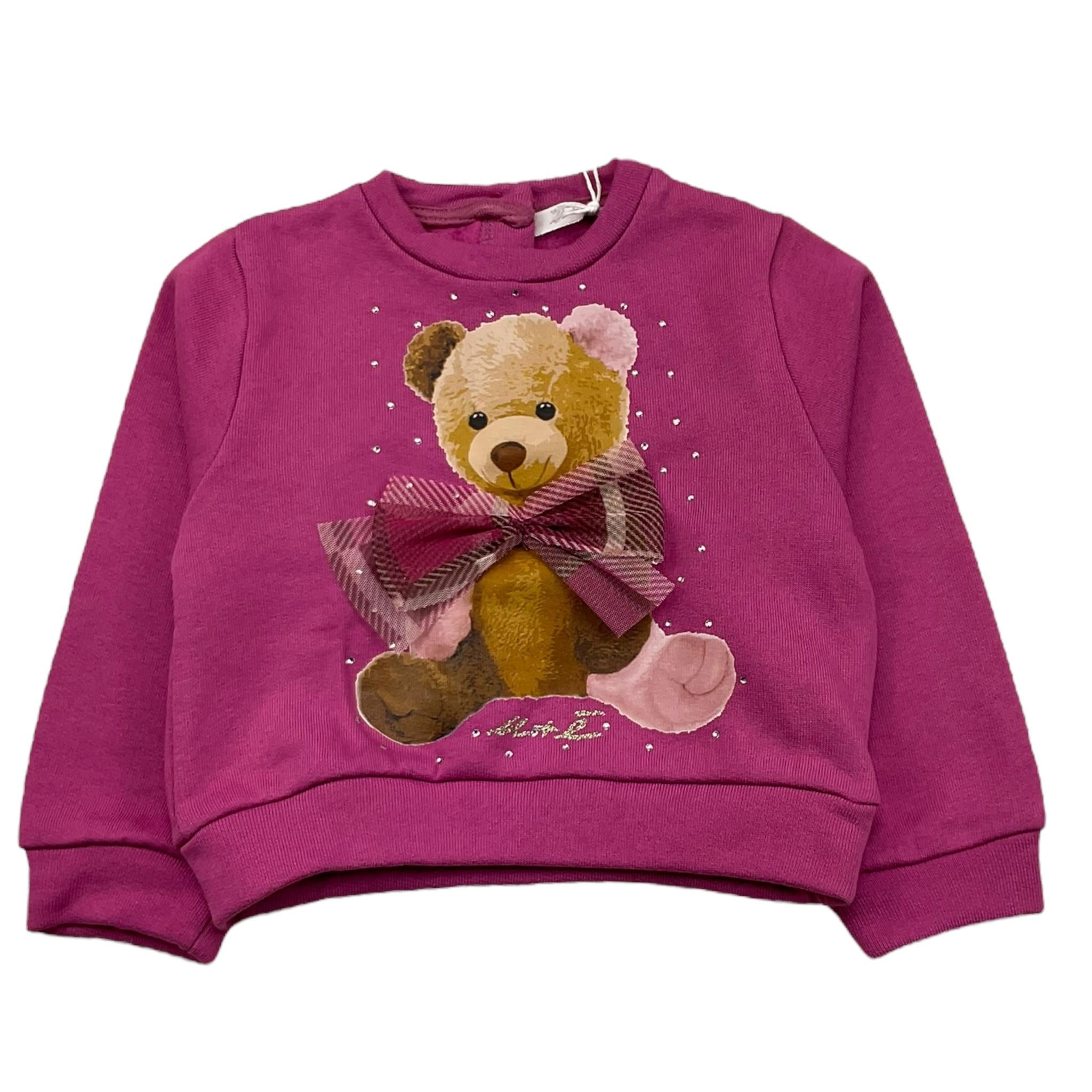 U+è BY MISS GRANT felpa chiusa girocollo tinta unita con stampa orso Viola per Neonata UE1668 VIOLA U+è BY MISS GRANT 