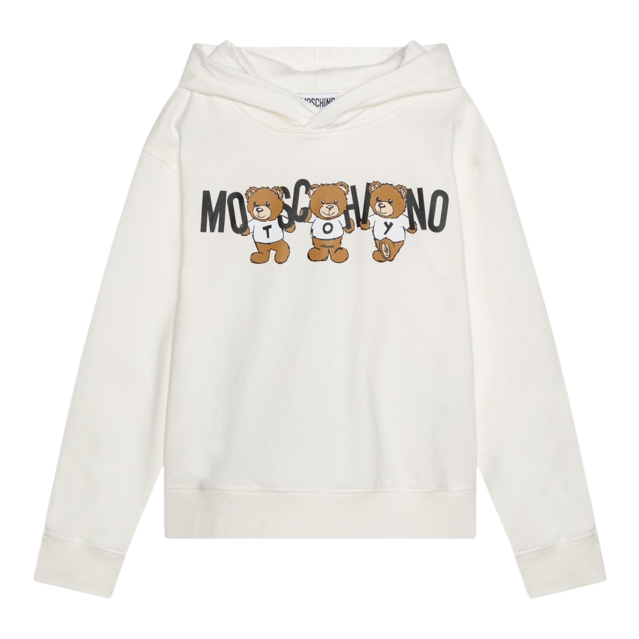 MOSCHINO felpa tinta unita con cappuccio e stampa Panna per Bambina HMF07KX PANNA MOSCHINO 