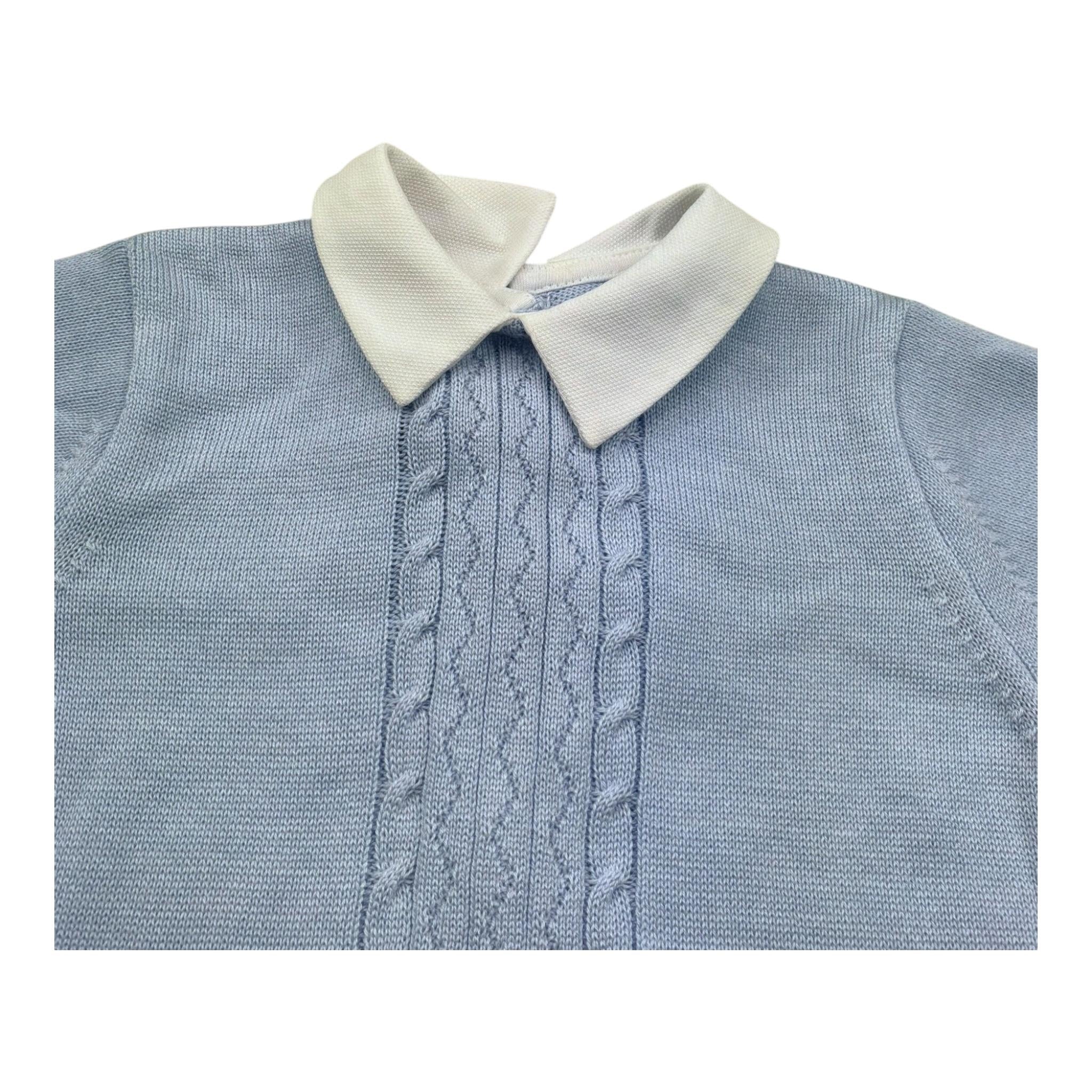 Isabel & Martinez Pagliaccetto Mezza Manica Tinta Unita con Ricami per Neonato IM25N528 AZZURRO ISABEL & MARTINEZ 