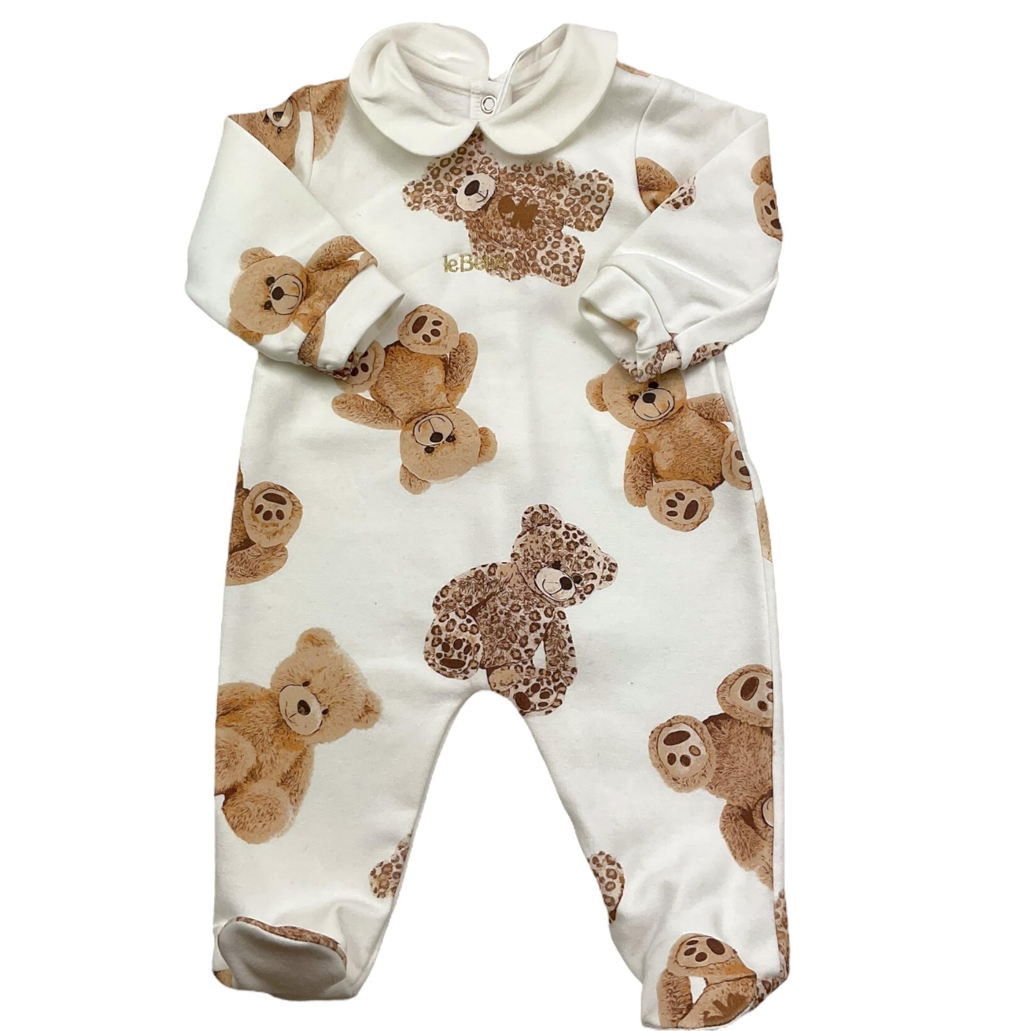 LE BEBE' tutina tinta unita con stampa Bianco per Neonata LBG6169 BIANCO LE BEBE' 