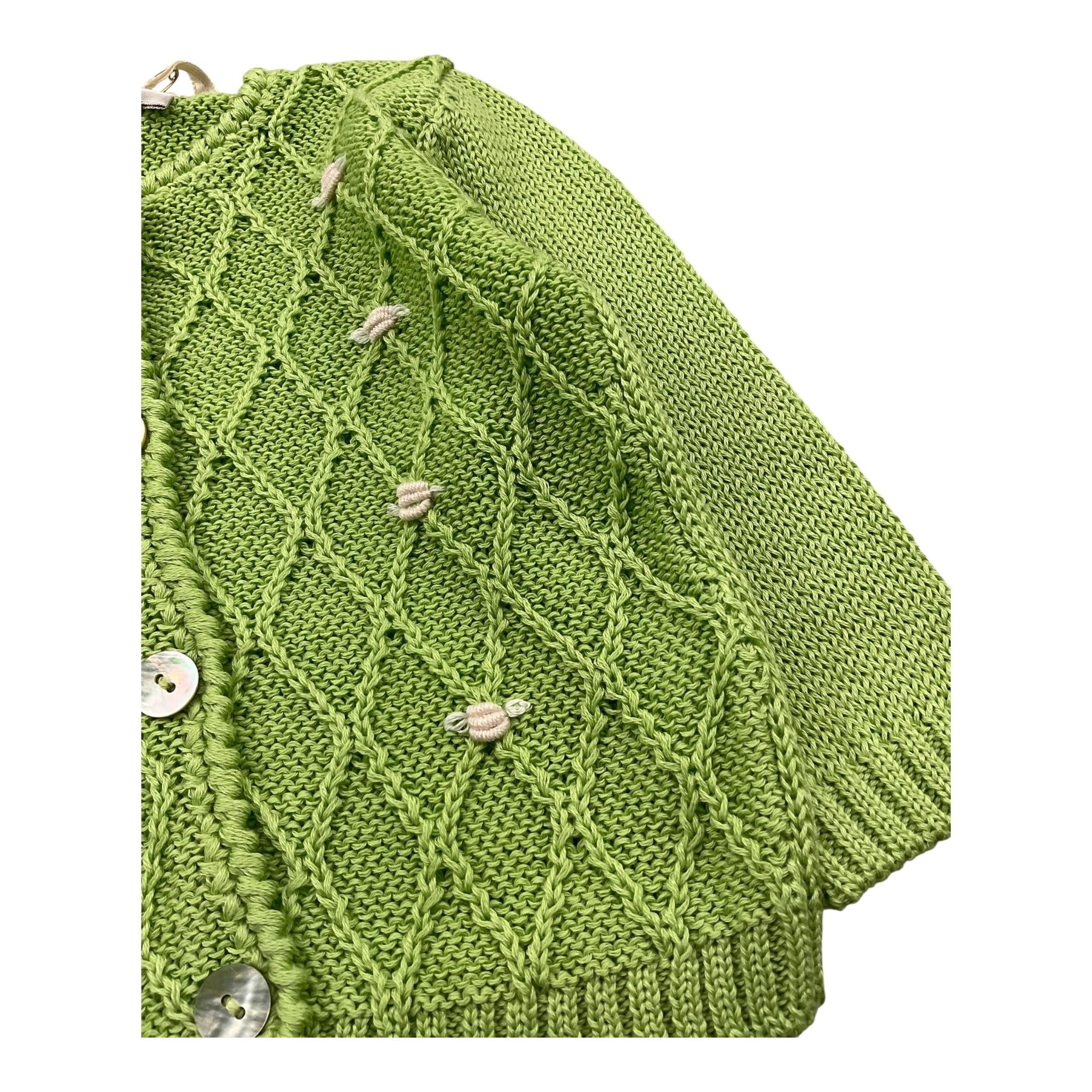 Gughelino Cardigan Tinta Unita con Ricami per Neonata 5040 VERDE GUGHELINO 