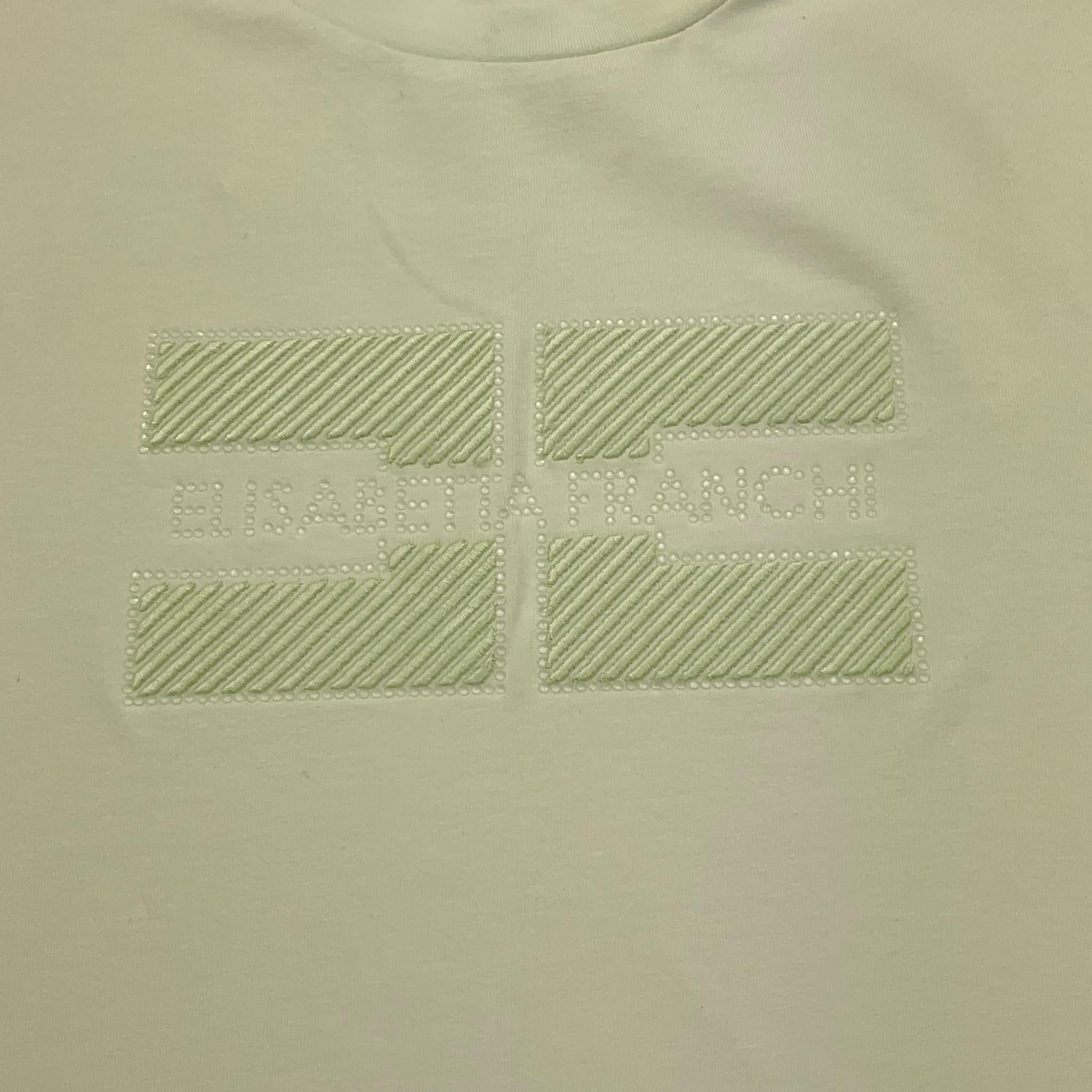 Elisabetta Franchi T-Shirt Girocollo Tinta Unita con Applicazioni Brillantini per Bambina EFTS230X VERDE ELISABETTA FRANCHI 