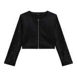 Guess Giubbino In Ecopelle Modello Crop con Zip per Bambina J4RL06WE8D0 NERO GUESS 