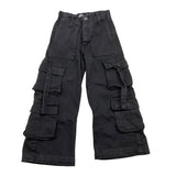 JANICE jeans tinta unita modello cargo a palazzo Nero per Bambina JN579B NERO JANICE 