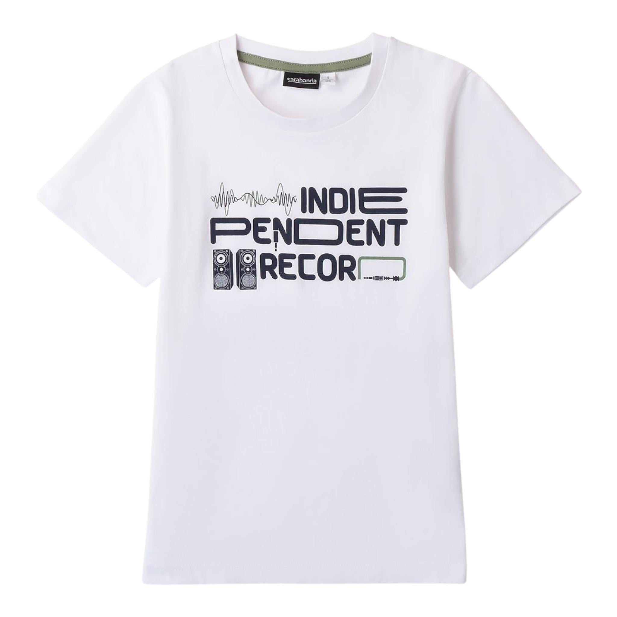 Sarabanda T-Shirt Girocollo Tinta Unita con Stampa per Bambino 0B602 BIANCO SARABANDA 